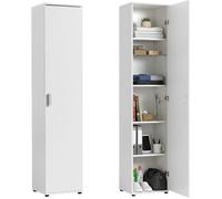 Armoire multi-rangement - 1 porte 4 étagères - Armoire de bureau - Dimensions 40x35x184 cm - Meuble de rangement - Blanc
