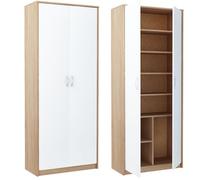 Armoire multi-usages 74 cm - 8 compartiments, 6 étagères, 2 portes - Meuble de rangement - Armoire de bureau - Sonoma Blanc