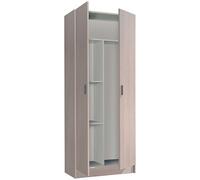 Armoire multi-usages avec 2 portes en bois couleur chêne - 73 cm (longueur) x180 cm (hauteur) x 37 cm (profondeur)