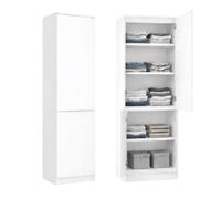 Armoire multifonction 2 portes et 5 étagères - Meuble de rangement polyvalent chambre ou bureau - 50x40x180 cm - Blanc