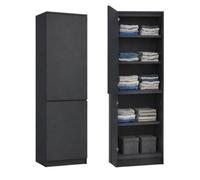 Armoire multifonction 2 portes et 5 étagères - Meuble de rangement polyvalent chambre ou bureau - 50x40x180 cm - Anthracite