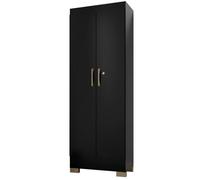 Armoire Multifonctions 2 portes 5 Niches Noire L 63 H 180 P 35 cm - L 63 x l 35 x H 180 cm