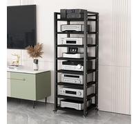 Armoire multimédia avec 5/6/7/8 étagères, support multimédia audio/vidéo, support de platine audio/vidéo, meuble AV moderne, rack audio, support de composants stéréo pour appareils électroniques grand