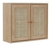 Armoire Murale 2 Portes Effet Bois et Façades Rotin - MAYA - ALTOBUY Marron G