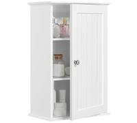 Armoire Murale 3 Niveaux 55x35x21 cm, Porte Unique, Rangement Élégant pour Salle de Bains, Cuisine et Salon, Blanc YAHEETECH
