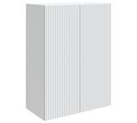 Armoire murale 66 x 34,5 x 90 cm en bois blanc avec tiroir et LED USB | Avec roulettes, compartiments, étagère, lumières LED USB, pour bureau, salon, chambre à coucher