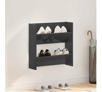 Armoire murale à chaussures - COCO - Étagère de rangement - bois d'ingénierie - gris brillant - 60 x 18 x 60 cm - 2 étagères|333489