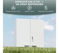 Armoire murale - Armoire à médicaments - 4 étagères - Double porte - 2 clés - Métal - 53 x 20 x 53 cm - Blanc