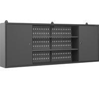 Armoire murale Armoire à outils Armoire à outils Armoire métallique avec paroi perforée Métal, 160 cm x 60 cm x 20 cm, Couleur : Noir