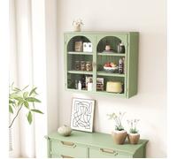 Armoire Murale - Armoire Murale avec 2 Portes en Verre pour Rangement Multifonction - Métal Vert, 70×23×60 cm