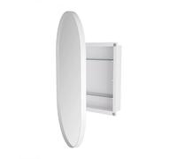 Armoire murale avec miroir ovale, armoire à miroir avec espace de rangement pour salle de bain, salon et chambre, 85x51,5x12 cm, Blanc