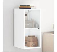 vidaXL Armoire murale avec portes en verre 35x37x68,5 cm suspendue avec compartiment blanc