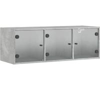 Armoire murale avec portes en verre gris béton 102x37x35 cm