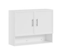 Armoire murale blanche - SOBUY - 2 portes - Étagère réglable - 90×70×28,5 cm - Panneau de particules