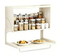 Armoire Murale Cuisine INOX Résistant à la Graisse et à la poussière très résistant Fixation magnétique Conception silencieuse Armoire Murale pour Garage Cuisine(White)