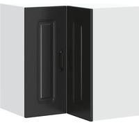 Armoire murale d'angle de cuisine Kalmar noir bois d'ingénierie
