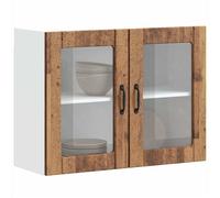 Armoire murale de cuisine avec porte en verre Lucca vieux bois