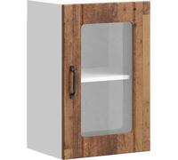 Armoire murale de cuisine avec porte en verre Lucca vieux bois