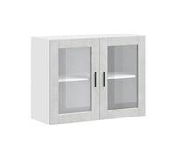 vidaXL Armoire murale de cuisine Porto, porte en verre, gris béton