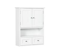 Armoire murale de salle de bain - kleankin - avec portes, étagère ouverte, 2 tiroirs pour ranger - 50,8l x 17,8P x 66H cm - blanc