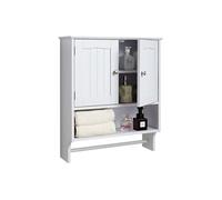VEVOR Armoire Murale de Salle de Bain, 2 Portes et Étagère Réglable, Armoire à Pharmacie Au-Dessus des Toilettes, Meuble Suspendu, Cloison Ouverte et Porte-Serviettes, pour Buanderie, Cuisine, Blanc