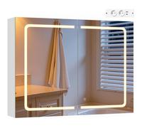 Armoire murale de salle de bain 80x14,5x60cm - EUGAD - miroir LED - Éclairage tactile 3 couleurs
