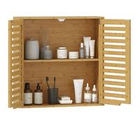 Armoire murale de salle de bain - HOMCOM - 2 compartiments et étagère réglable - en bambou - 60 x 20 x 60 cm - effet bois naturel