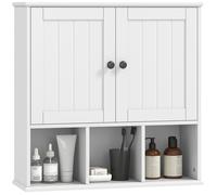 Armoire murale de salle de bain - HOMCOM - 2 portes, étagère réglable et compartiments ouverts - bois - 60 x 19,5 x 60 cm - blanc