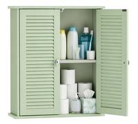 Armoire murale de salle de bain - HOMCOM - 2 portes persiennes et étagère réglable - bois - 60x20x70cm - vert
