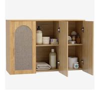 HOMCOM Armoire Murale de Salle de Bain 3 Portes 88,5 x 30 x 60 cm Chêne