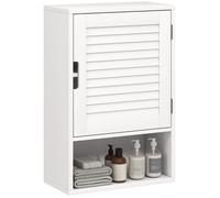 Armoire murale de salle de bain - HOMCOM - porte à lattes, étagère réglable, compartiment ouvert - MDF - 40x20x60cm - blanc