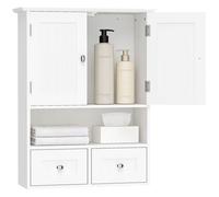 Armoire murale de salle de bain - kleankin - avec portes, étagère ouverte, 2 tiroirs pour ranger - 50,8l x 17,8P x 66H cm - blanc