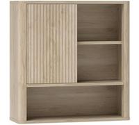 HomCom Armoire murale salle de bain – étagères réglables, porte coulissante, bois naturel 60x20x62 cm