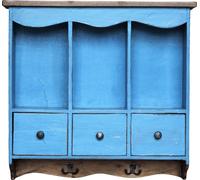 Armoire murale en bois avec crochets et tiroirs, fabriquée à la main
