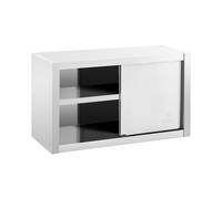 Royal Catering Armoire Murale en INOX Haute De Cuisine Travail Suspendue Professionnelle Placard Mural Rangement RCSSWC-100X45-S (100 x 45 x 60 cm, 600 kg, 3 Niveaux, Portes Coulissantes)