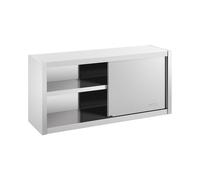 Royal Catering Armoire Murale en INOX Haute De Cuisine Travail Suspendue Professionnelle Placard Mural Rangement RCSSWC-120X45-S (120 x 45 x 60 cm, 600 kg, 3 Niveaux, Portes Coulissantes)