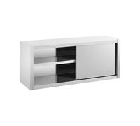Royal Catering Armoire Murale en INOX Haute De Cuisine Travail Suspendue Professionnelle Placard Mural Rangement RCSSWC-140X45-S (140 x 45 x 60 cm, 600 kg, 3 Niveaux, Portes Coulissantes)
