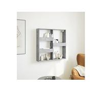 Armoire murale gris béton 80x15x80 cm bois d'ingénierie, armoire murale flottante, étagère murale, vitrine murale, 854547