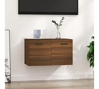 Armoire murale marron aspect chêne 60 x 36,5 x 35 cm en bois avec 2 tiroirs pour espace de rangement, armoire suspendue à montage mural au design élégant et robuste