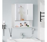 Armoire murale miroir de salle de bain 2 portes, étagères, niche blanc