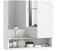 Armoire murale miroir de salle de bain - kleankin - 2 portes avec étagères réglables - contemporain - Bois - 55x17x55cm - blanc