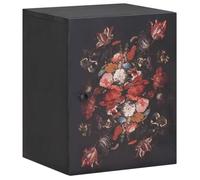 Armoire murale multicolore - vidaXL - Bois de mangue massif - Motif floral - 38x33,5x48 cm - Poignées en laiton