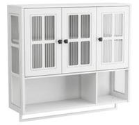 Armoire murale multifonctionnelle, UWOT, meuble de rangement avec compartiments ouverts et fermés, blanc Blanc