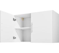 Armoire murale pour buanderie, armoire suspendue à 2 niveaux avec étagère réglable, placard de rangement à 2 portes, pour cuisine, salle de bain, buanderie, 40,6 x 91,4 x 61 cm (P x L x H), blanc