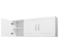 Armoire murale pour buanderie, meuble suspendu avec 2 étagères, dont une réglable, et 3 portes, pour rangement dans la cuisine, la salle de bain ou la buanderie. Dimensions : 31,6 x 137,2 x 51,6 cm (p