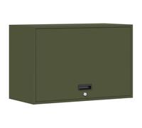 Armoire murale pour garage Vert olive 80 x 40 x 53 cm | Structure en acier, panneau arrière en bois, serrure à loquet avec clé, montage mural, portes affleurantes