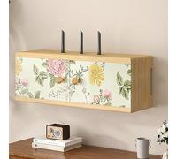 Armoire Murale pour Routeur WiFi, Boîte de Rangement Cache-Câbles pour Box Internet et Modem, Organisateur en Bois avec Porte Coulissante, Support Mural Décoratif pour Salon et Bureau Rose 23.62in