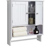 Armoire murale pour salle de bain, 2 portes et étagère réglable, armoire à pharmacie suspendue au-dessus des toilettes, organiseur suspendu avec cloison ouverte et porte-serviettes pour buanderie ou c