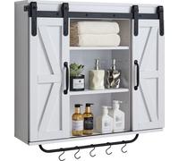 Armoire murale pour salle de bain, 2 portes et étagère réglable, armoire à pharmacie suspendue au-dessus des toilettes, organiseur suspendu avec cloison ouverte/porte-serviettes/crochets pour buanderi