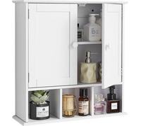 Armoire murale pour salle de bain, 2 portes et étagère réglable, armoire à pharmacie suspendue au-dessus des toilettes, organiseur suspendu avec étagères et cloison ouverte pour buanderie, cuisine ou 